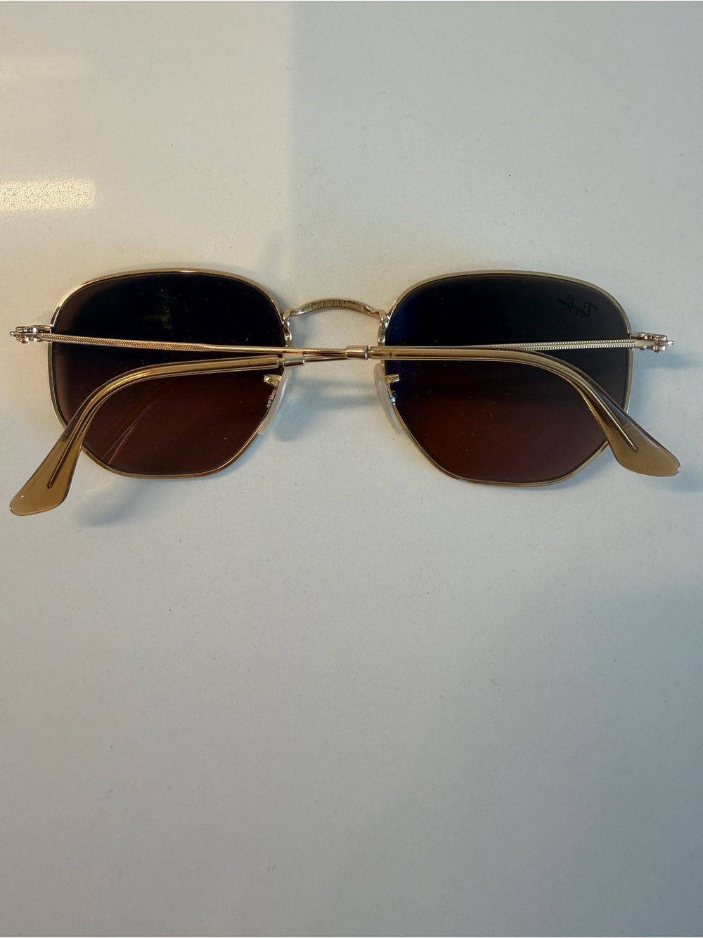 Ray-Ban Gold Frame Brown Lens Geometric Sunglasses - Picture 6 of 6